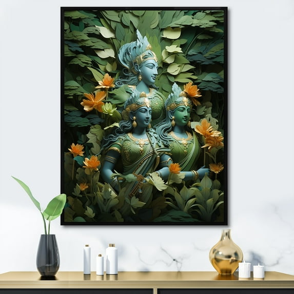 Designart "Spiritual Journey In Rama'S Forest (Hinduism) I" Hinduism Floater Framed Wall Art Living Room