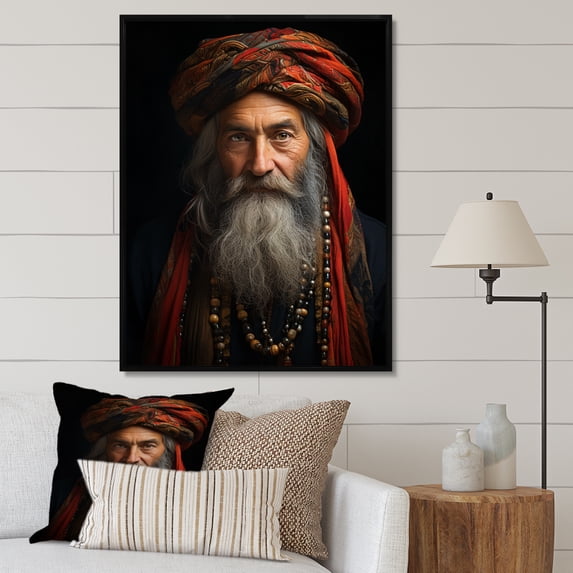 Designart "Spiritual Portrait in Hebrew I" Religion & Spirituality Floater Framed Canvas Art Print