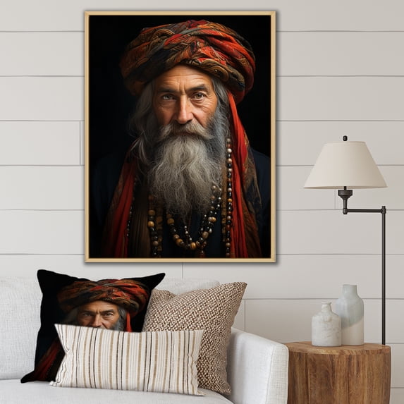 Designart "Spiritual Portrait in Hebrew I" Religion & Spirituality Floater Framed Canvas Art Print