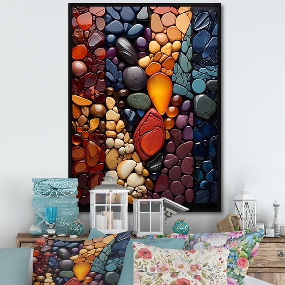 Designart "Spiritual Stones Of euphony II" Spiritual Stone Floater Framed Canvas Print