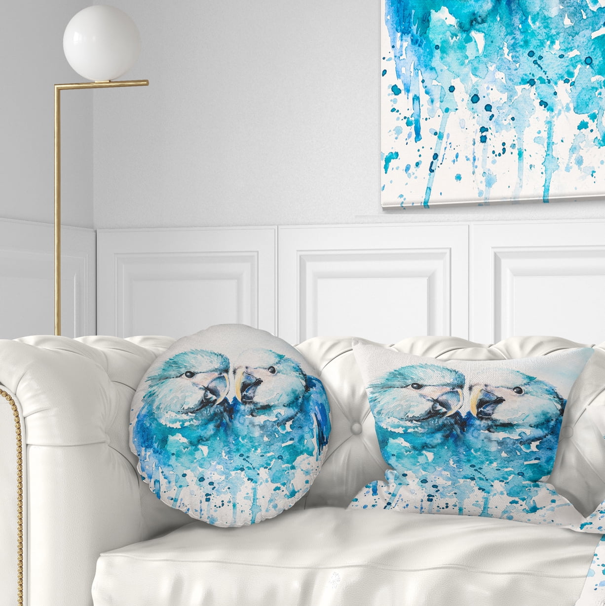 Designart Spix s Macaw Watercolor - Abstract Throw Pillow - 12x20