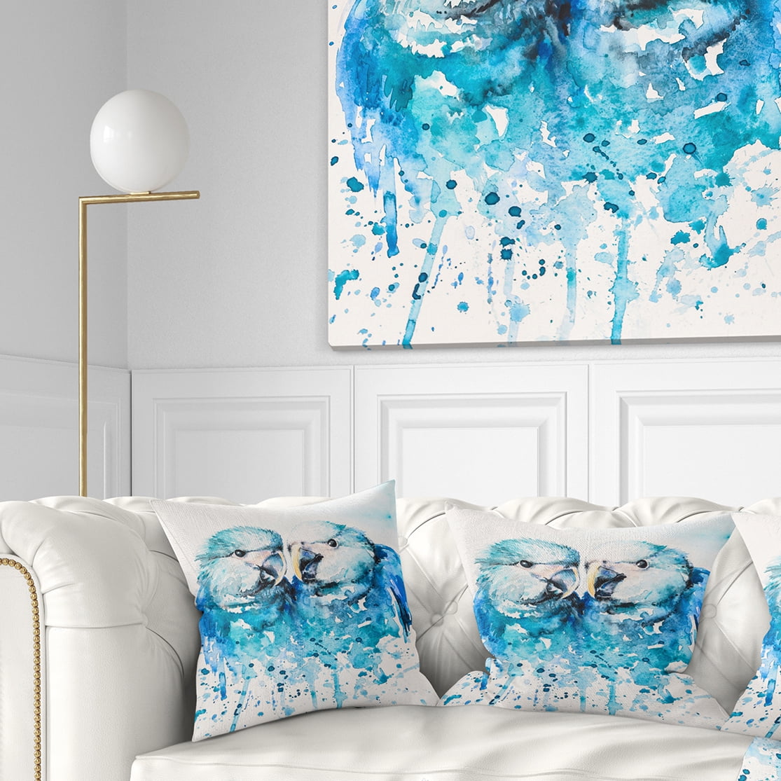 Designart Spix s Macaw Watercolor - Abstract Throw Pillow - 16x16