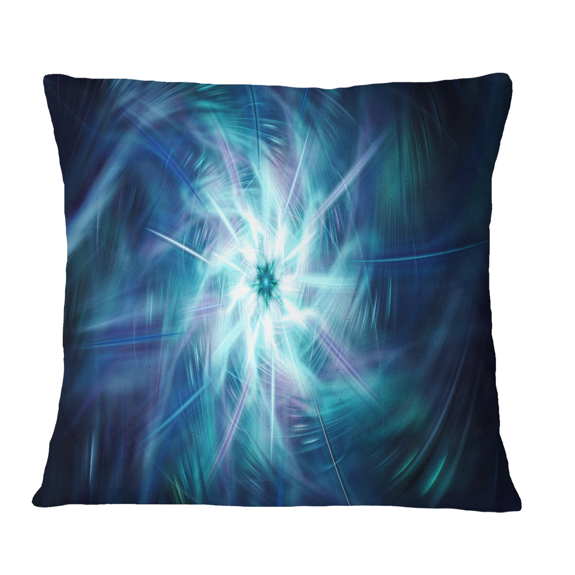 Designart Splaying Bright Blue Fireworks - Floral Throw Pillow - 16x16