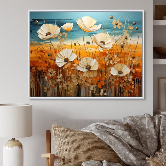 Designart "Splendid Blossom Meadow I" Flower Floater Framed Canvas Prints