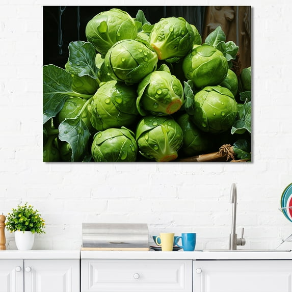 Designart "Splendid Green Brussels Sprouts" Vegetables Wall Art Prints