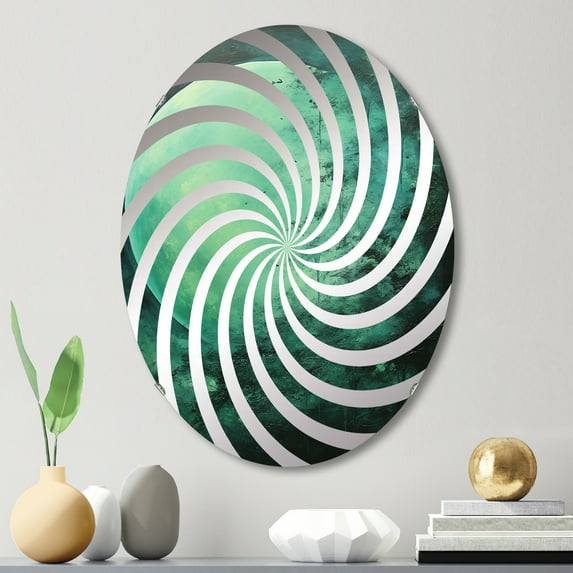 Designart "Spooky Moonlit Fog with a Jade Jewel Hue I" Moon Vortex Round Wall Mirror - Fantasy Oval Printed Decorative Mirror - Multiple Color Options