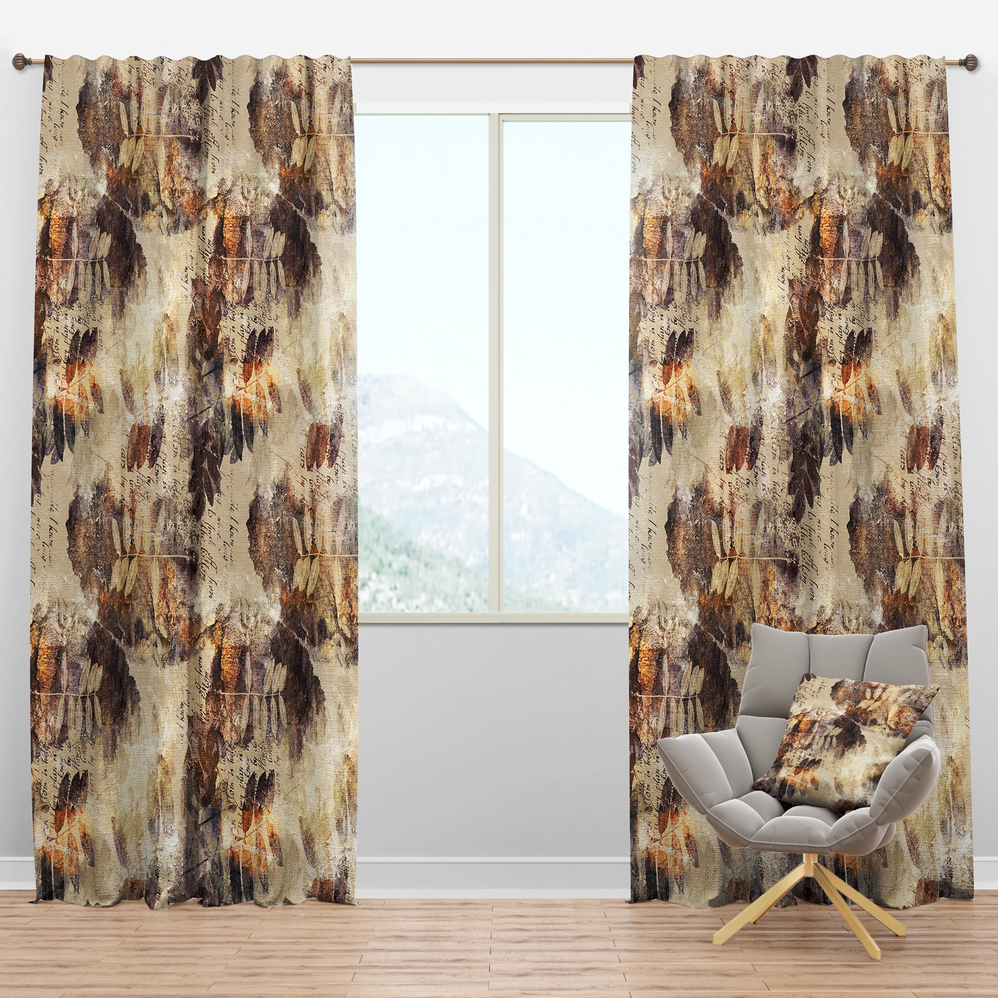Designart 'Spots and Leaves Pattern' Modern & Contemporary Blackout Curtain Panel