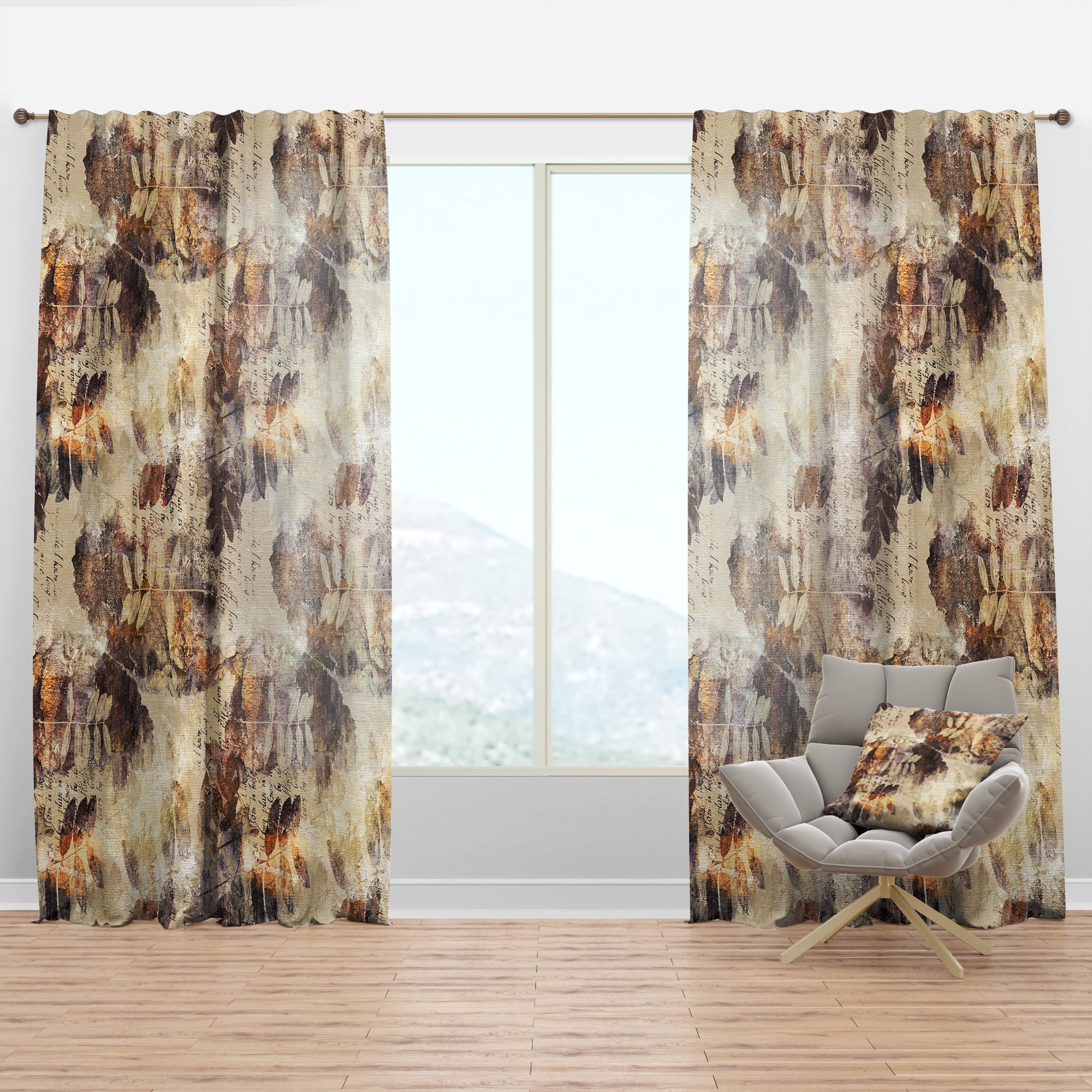 Designart 'Spots and Leaves Pattern' Modern & Contemporary Curtain Panel