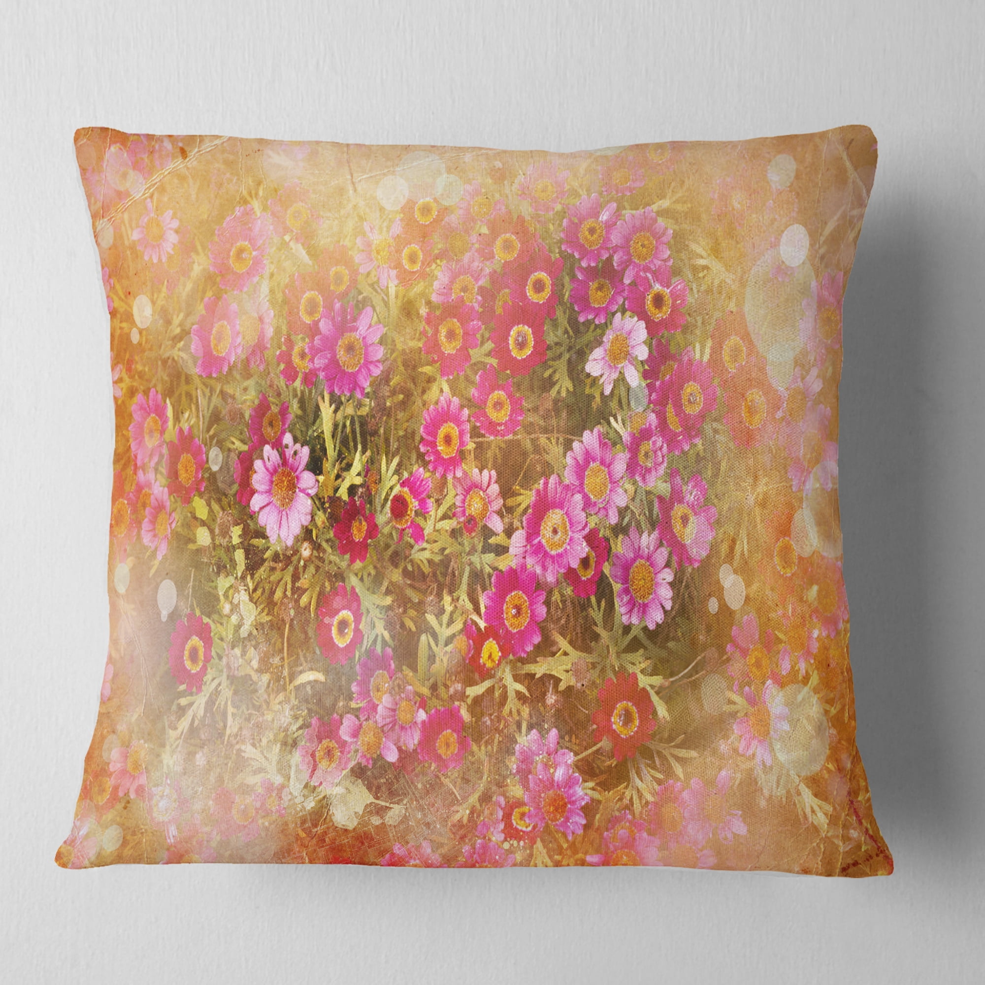 Designart Spring Background with Little Flowers - Floral Throw Pillow - 18x18
