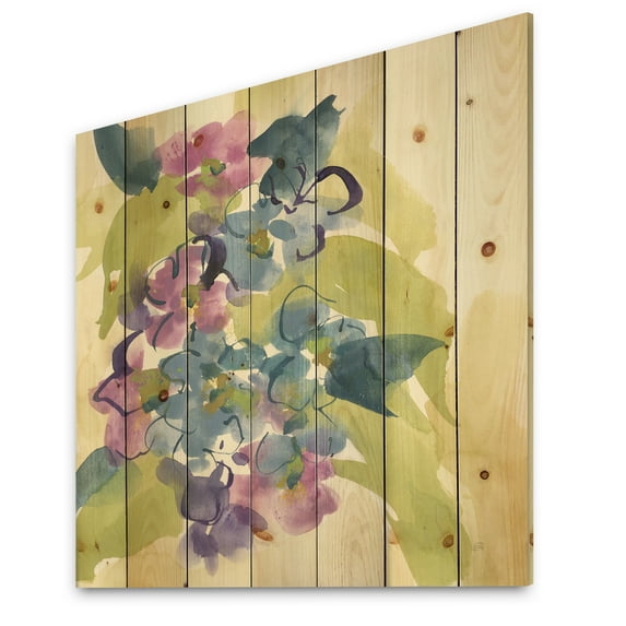 Designart 'Spring Bouquet II' Traditional Print on Natural Pine Wood