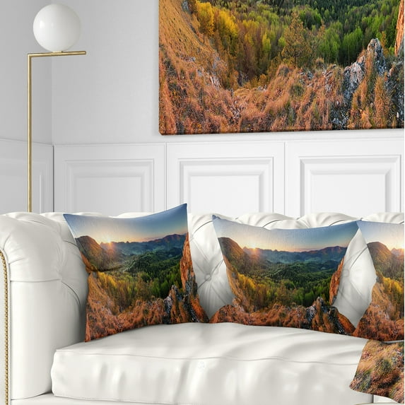 Designart Spring Forest Slovakia - Landscape Photography Throw Pillow - 16x16