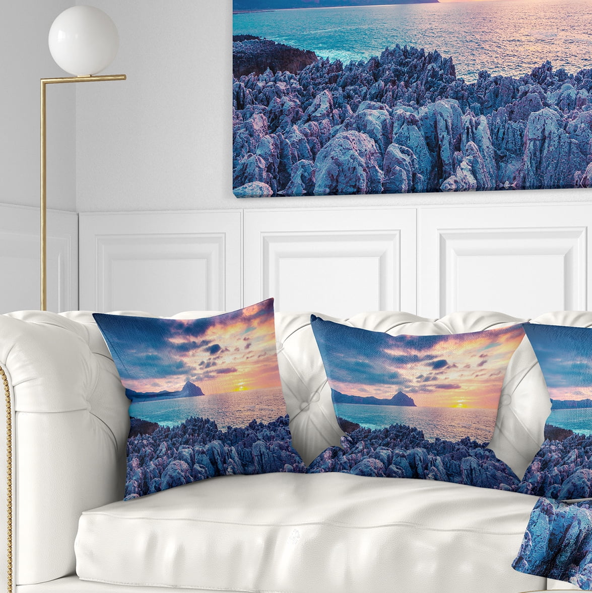 Designart Spring Sunset Over Monte Cofano - Landscape Photography Throw Pillow - 18x18
