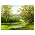 thumbnail image 1 of Designart ' Spring Trees With Green Pond ' Country Canvas Wall Art Print, 1 of 4