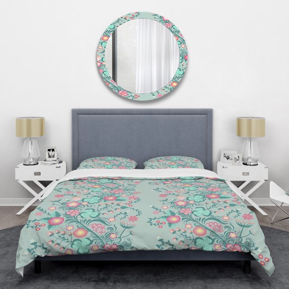 Designart 'Spring floral pattern in soft pastel colors' Mid-Century Modern Duvet Cover Set