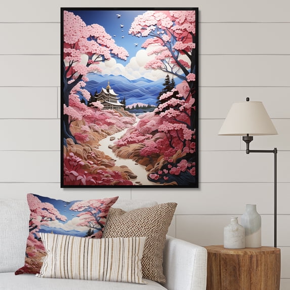 Designart "Springtime Barn II" Landscape & Nature Floater Framed Wall Art Print