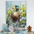 thumbnail image 1 of Designart "Springtime Splash Duck Blooms" Animals Framed Wall Art - Traditional Green Duck Bedroom Framed Canvas Wall Art, 1 of 6