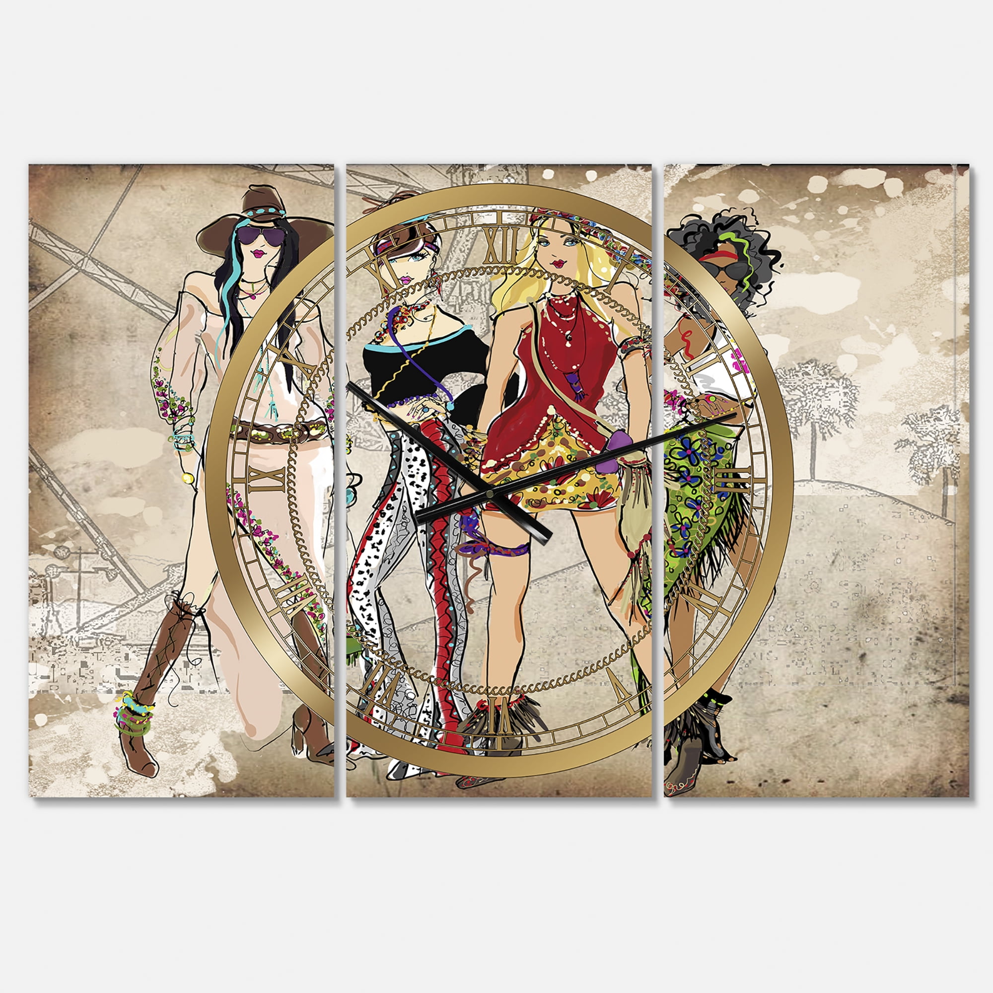 Designart 'Squad Goals' Oversized Fashion Wall Clock