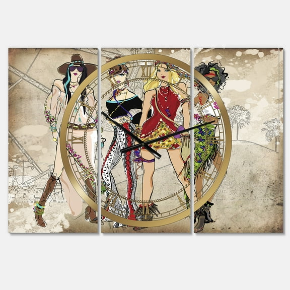 Designart 'Squad Goals' Oversized Fashion Wall Clock