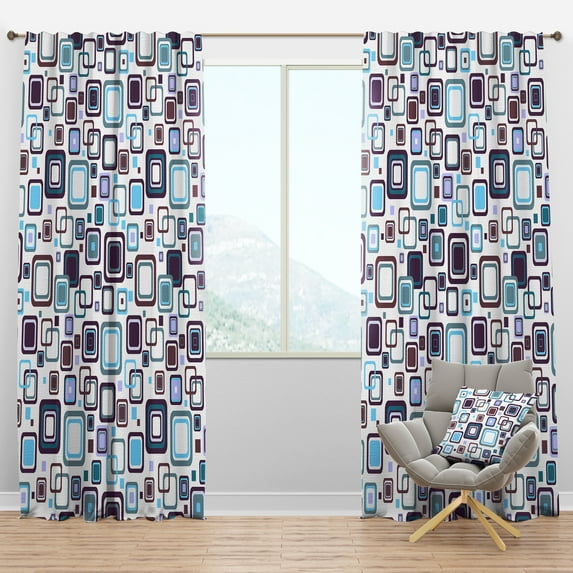 Designart 'Square Retro Design I' Mid-Century Modern Blackout Curtain Panel