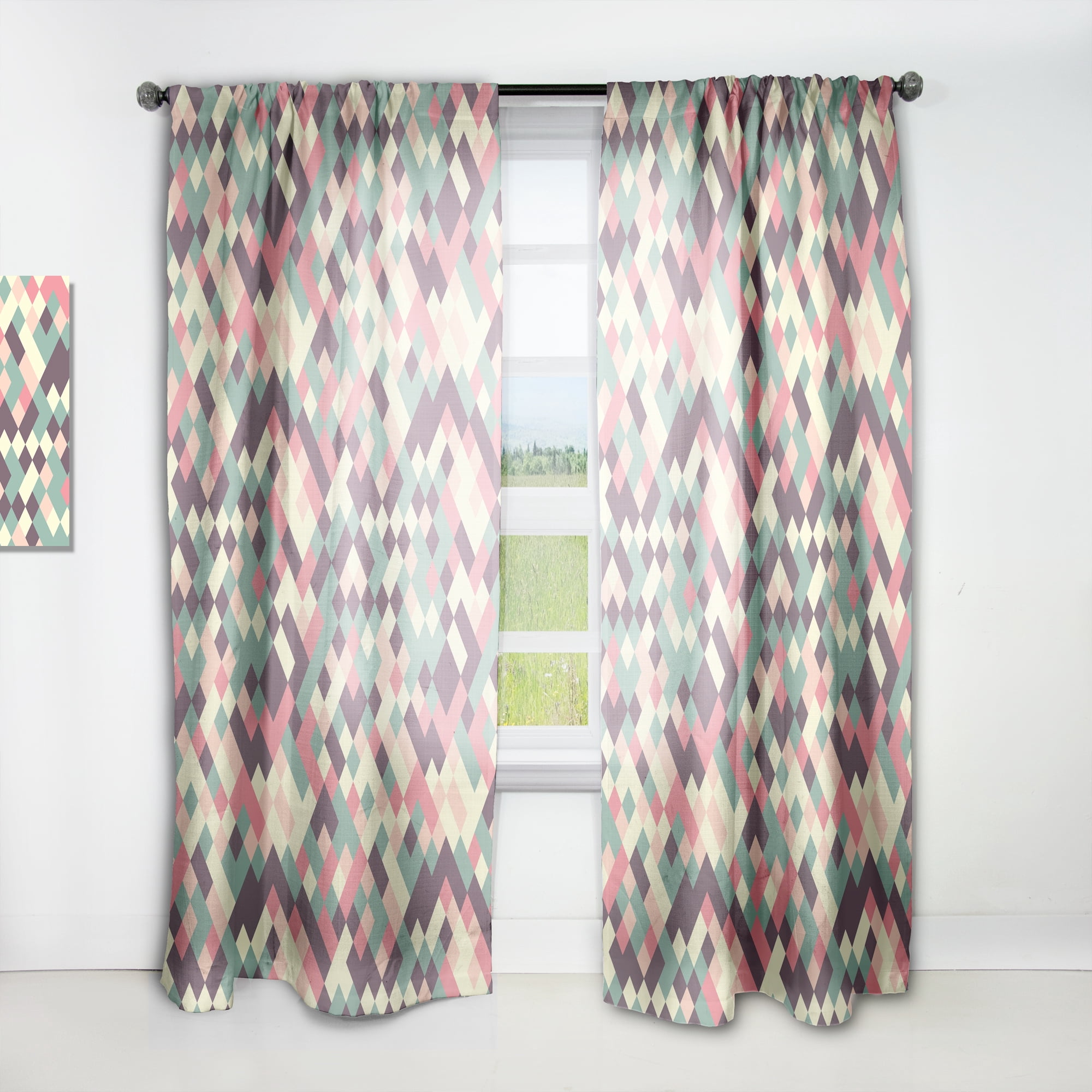 Designart 'Square Retro Design IV' Mid-Century Modern Curtain Panel