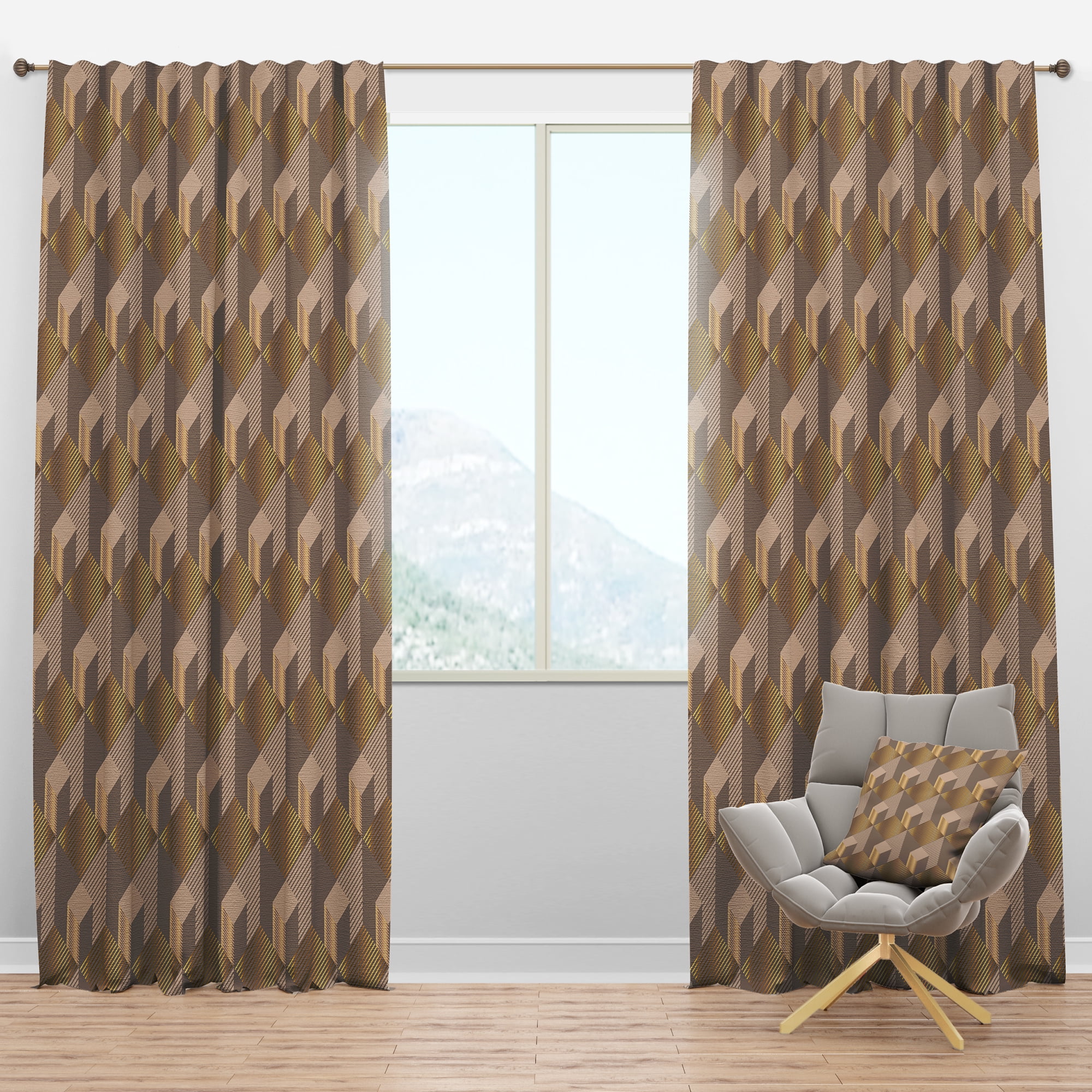Designart 'Square Retro Design V' Mid-Century Modern Blackout Curtain Panel