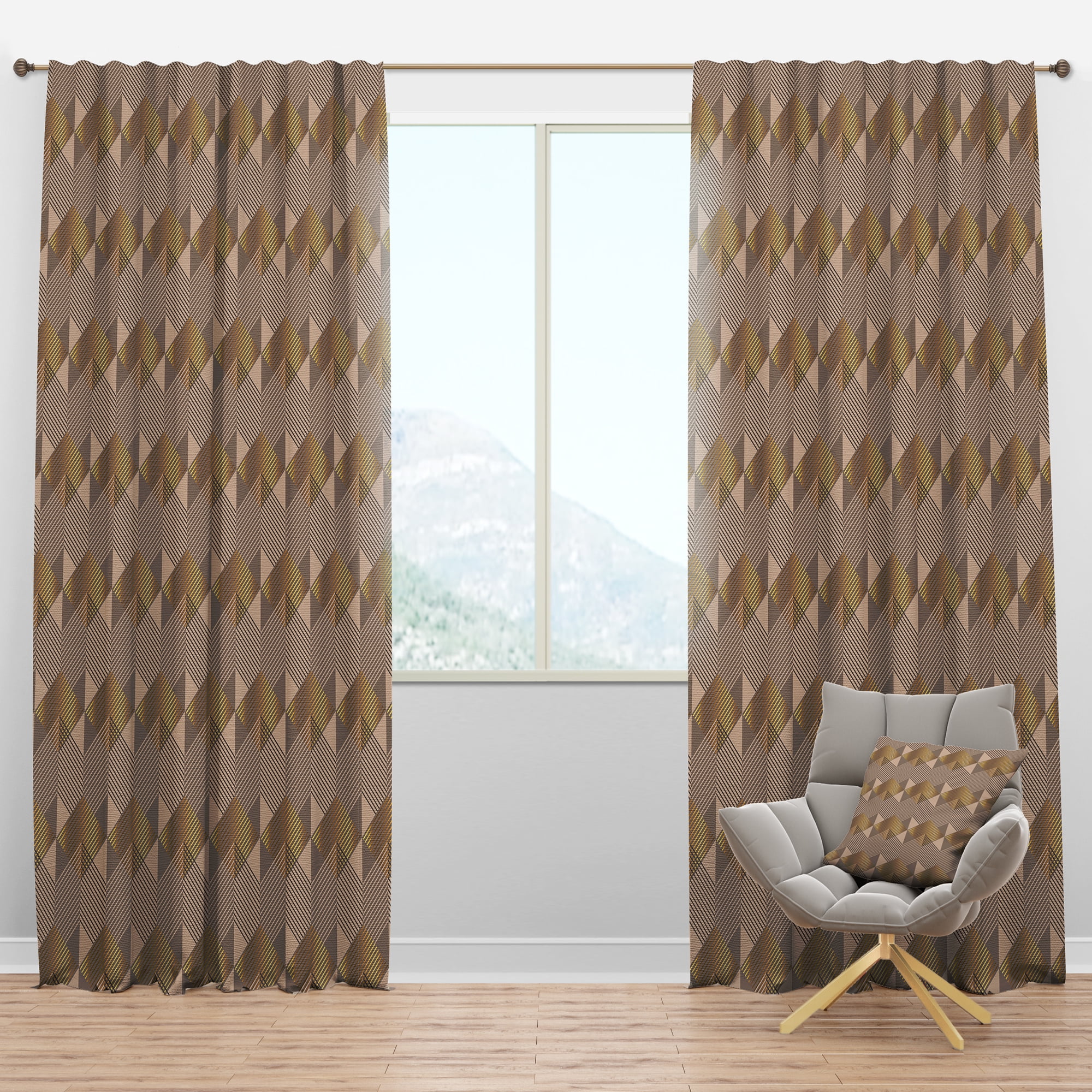 Designart 'Square Retro Design VI' Mid-Century Modern Blackout Curtain Panel