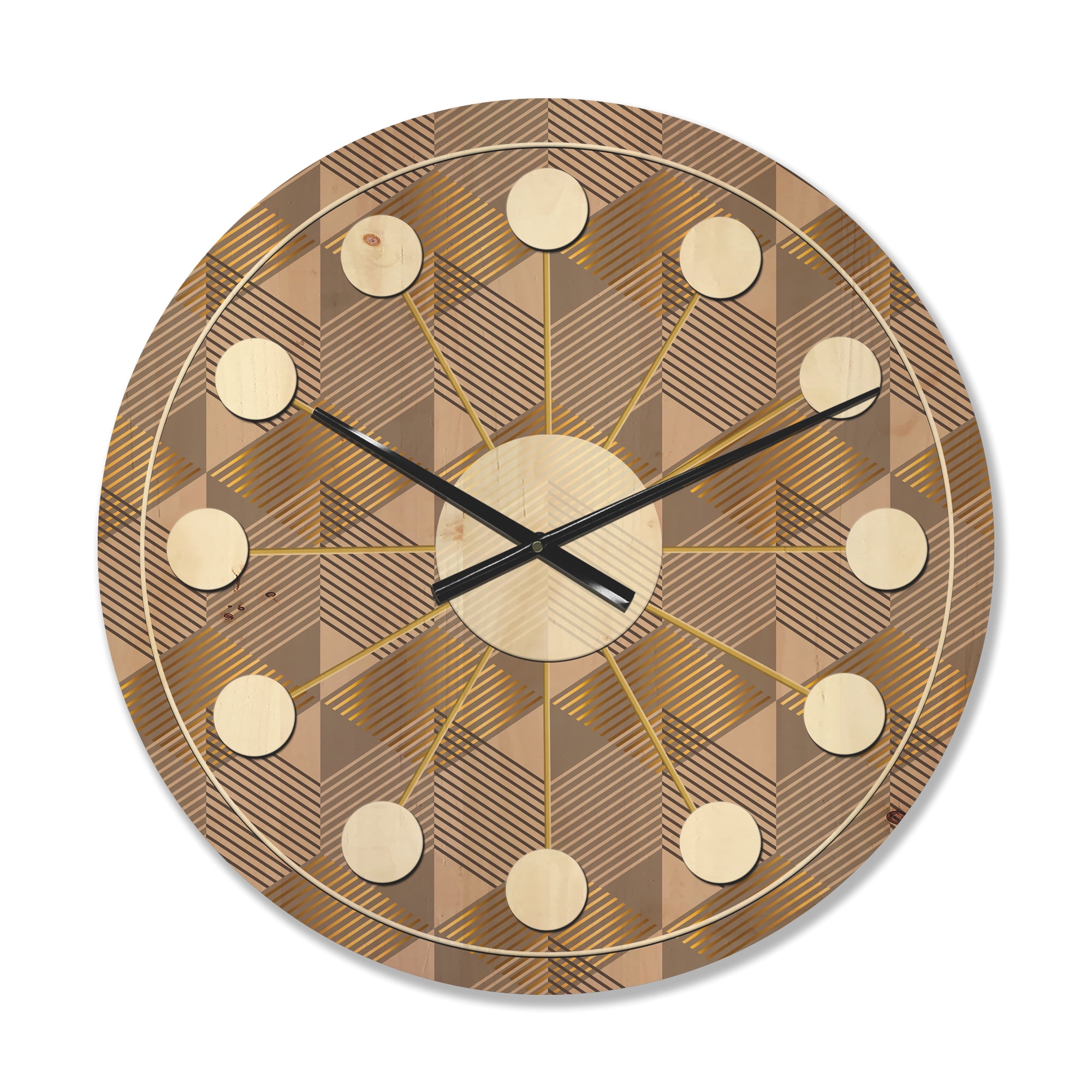 Designart 'Square Retro Design VI' Mid-Century Modern Wood Wall Clock