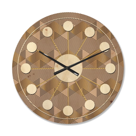Designart 'Square Retro Design VI' Mid-Century Modern Wood Wall Clock