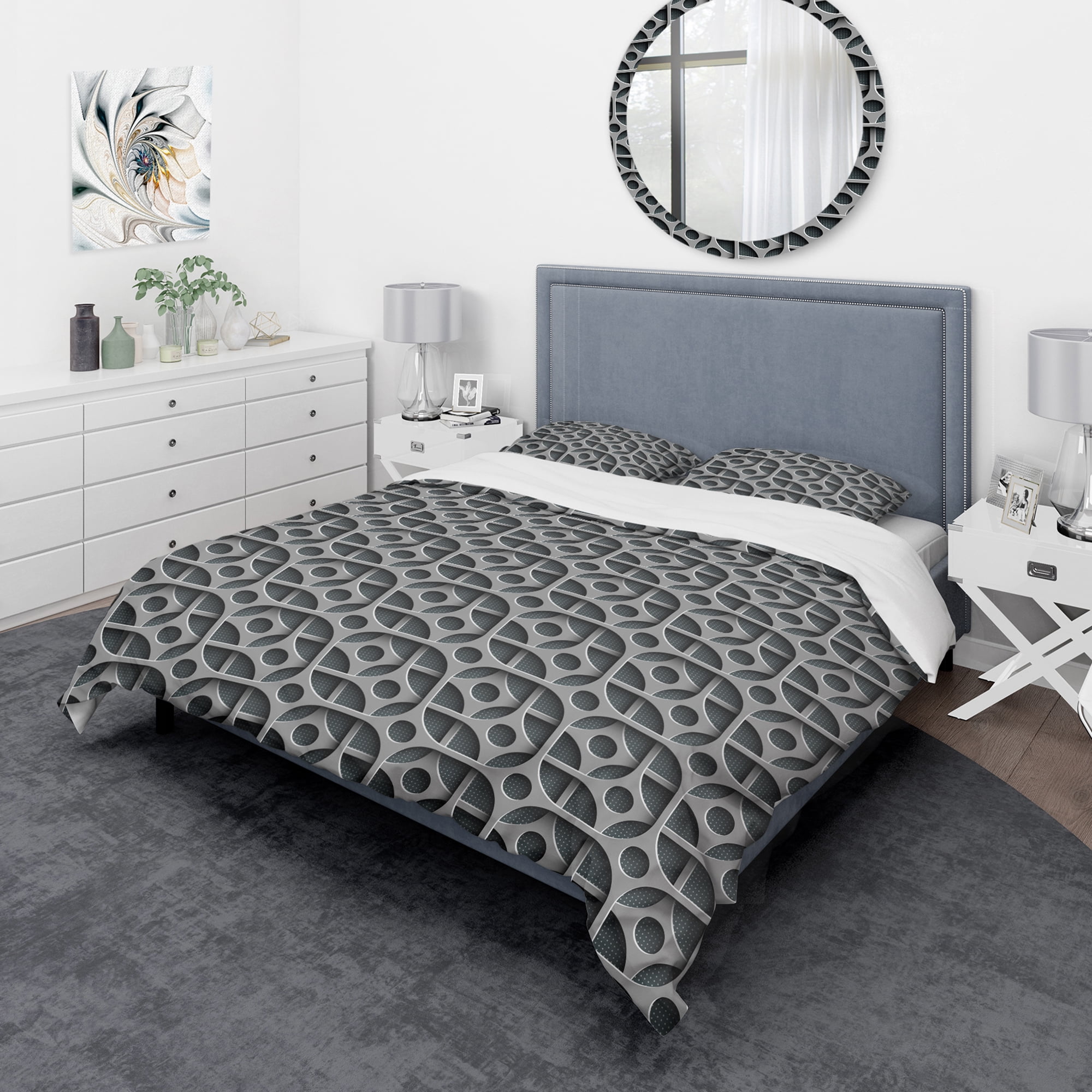 Designart 'Squares Pattern' Scandinavian Duvet Cover Set