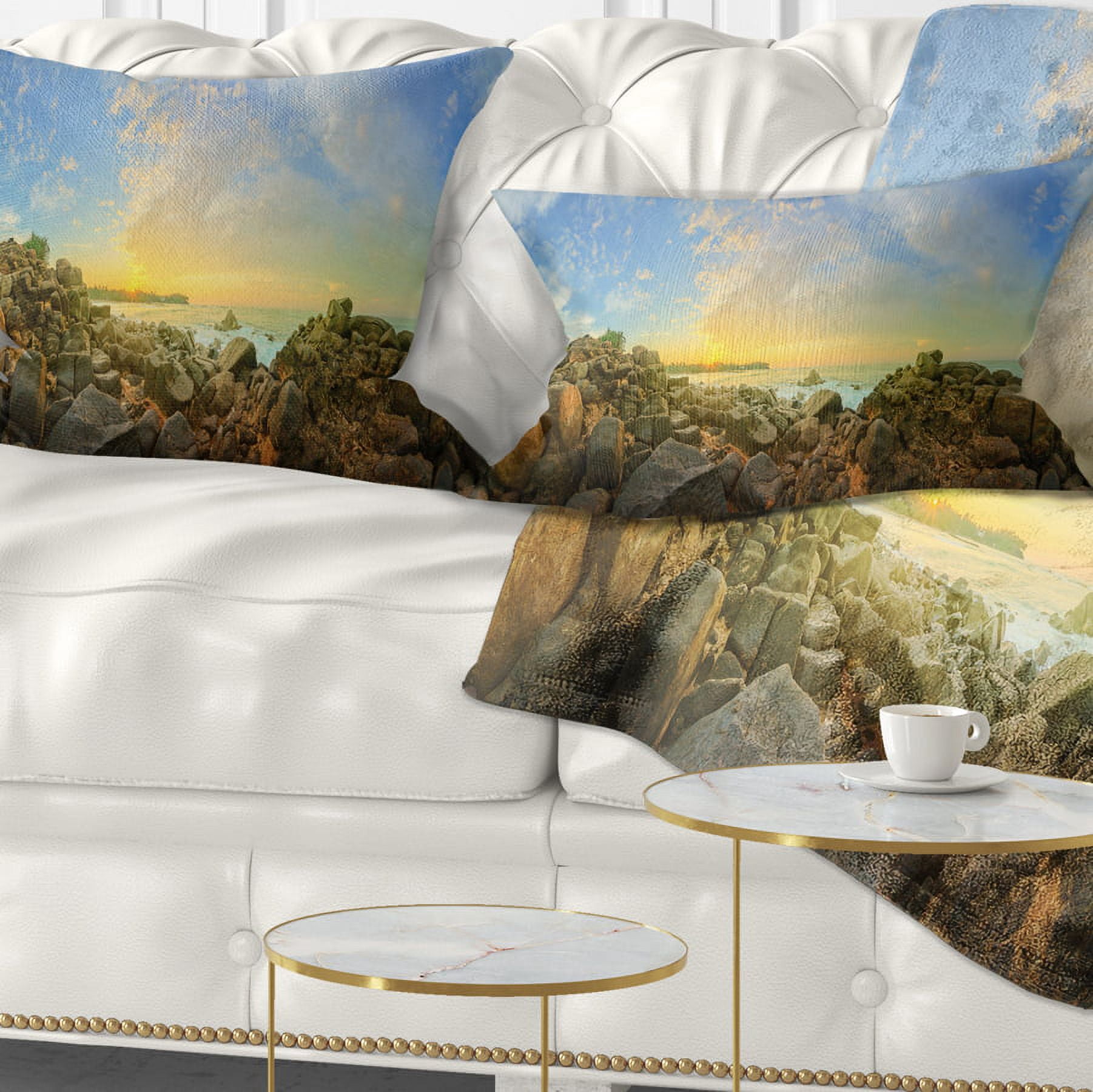 Designart Sri Lanka Romantic Beach Panorama - Seascape Throw Pillow - 12x20