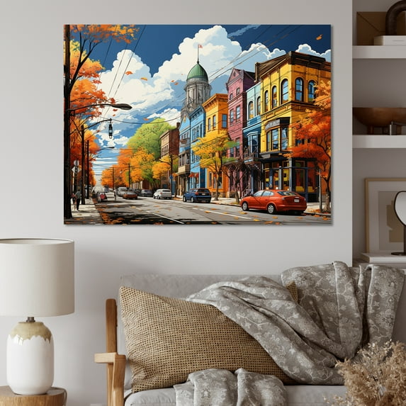 Designart "St. Louis City in Yellow and Coral" Cityscapes Canvas Print