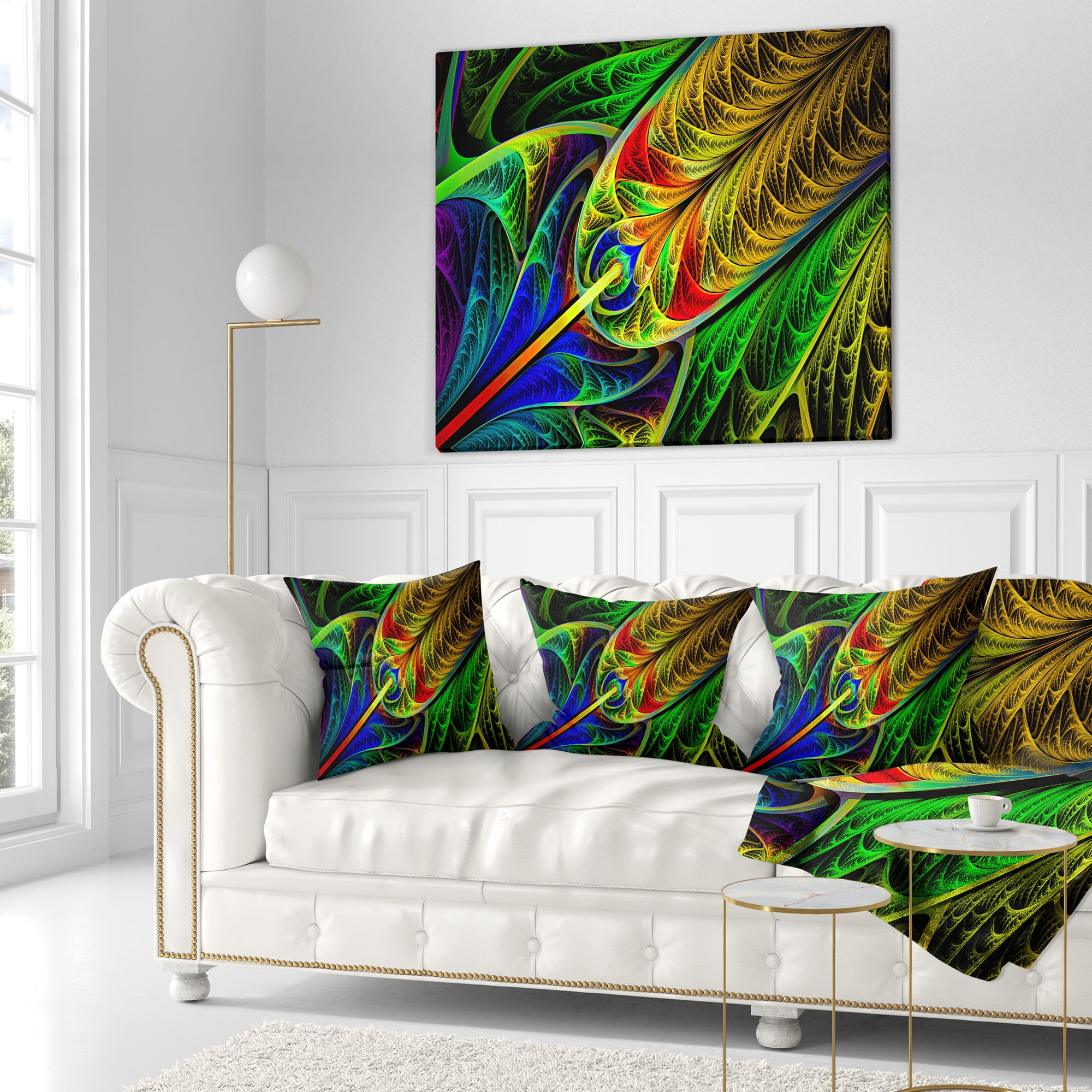 Designart Stained Glass with Glowing Designs - Abstract Throw Pillow - 18x18