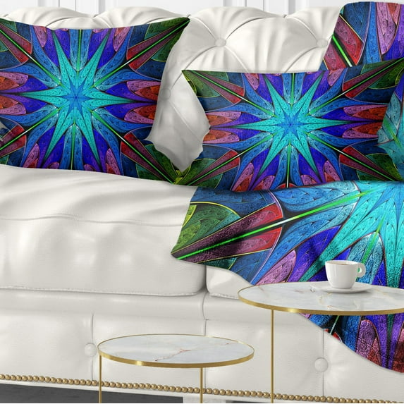 Designart Stained Glass with Multi Color Stars - Abstract Throw Pillow - 12x20