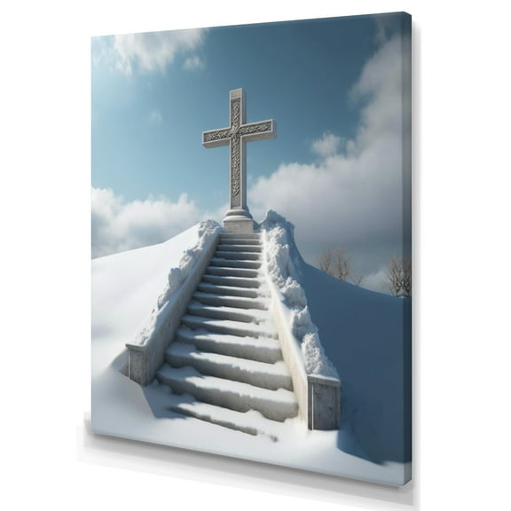Designart Stairway To Heaven In Winter I Canvas Wall Art