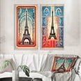 thumbnail image 1 of Designart "Stamp Illustration of Eiffel Tower in Paris II" City Paris Framed Wall Art Set Of 2 - Traditional Blue Frame Gallery Set For Office Decor, 1 of 6