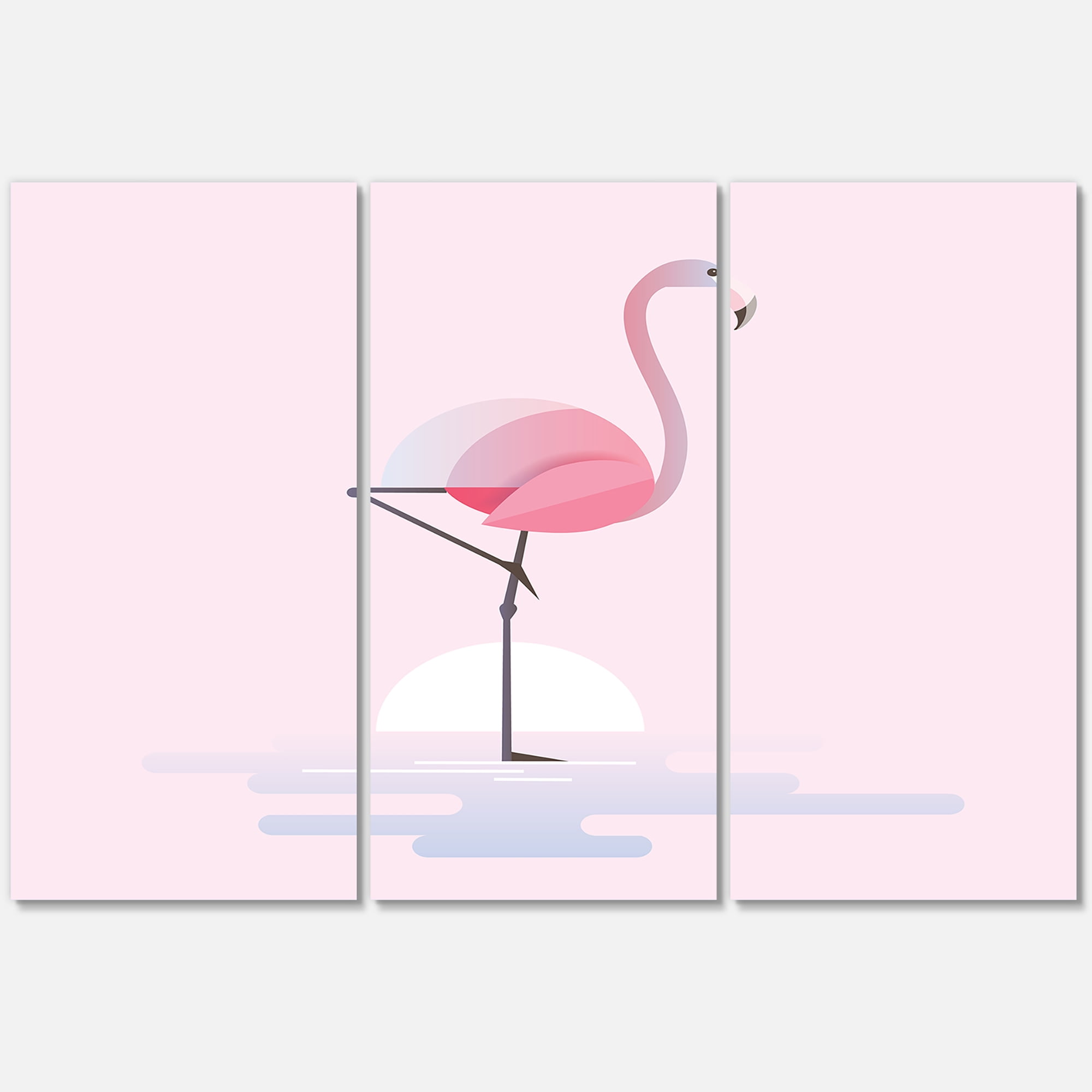 Designart ' Standing On One Toes Pink Flamingo ' Farmhouse Canvas Wall Art Print