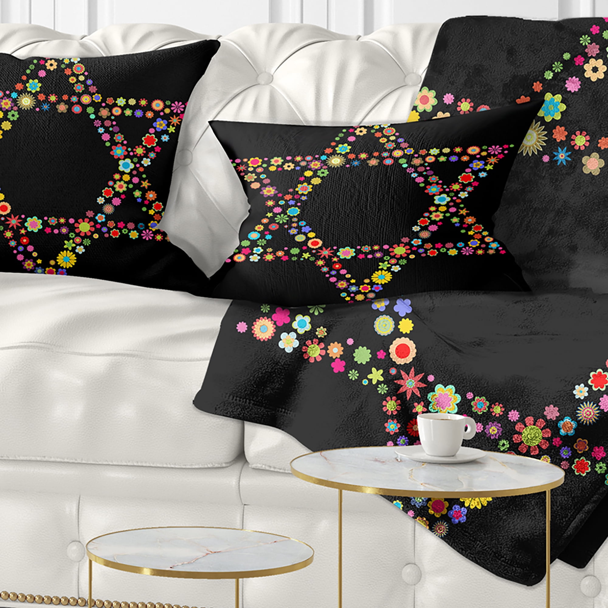 Designart Star of David Shape - Abstract Throw Pillow - 12x20