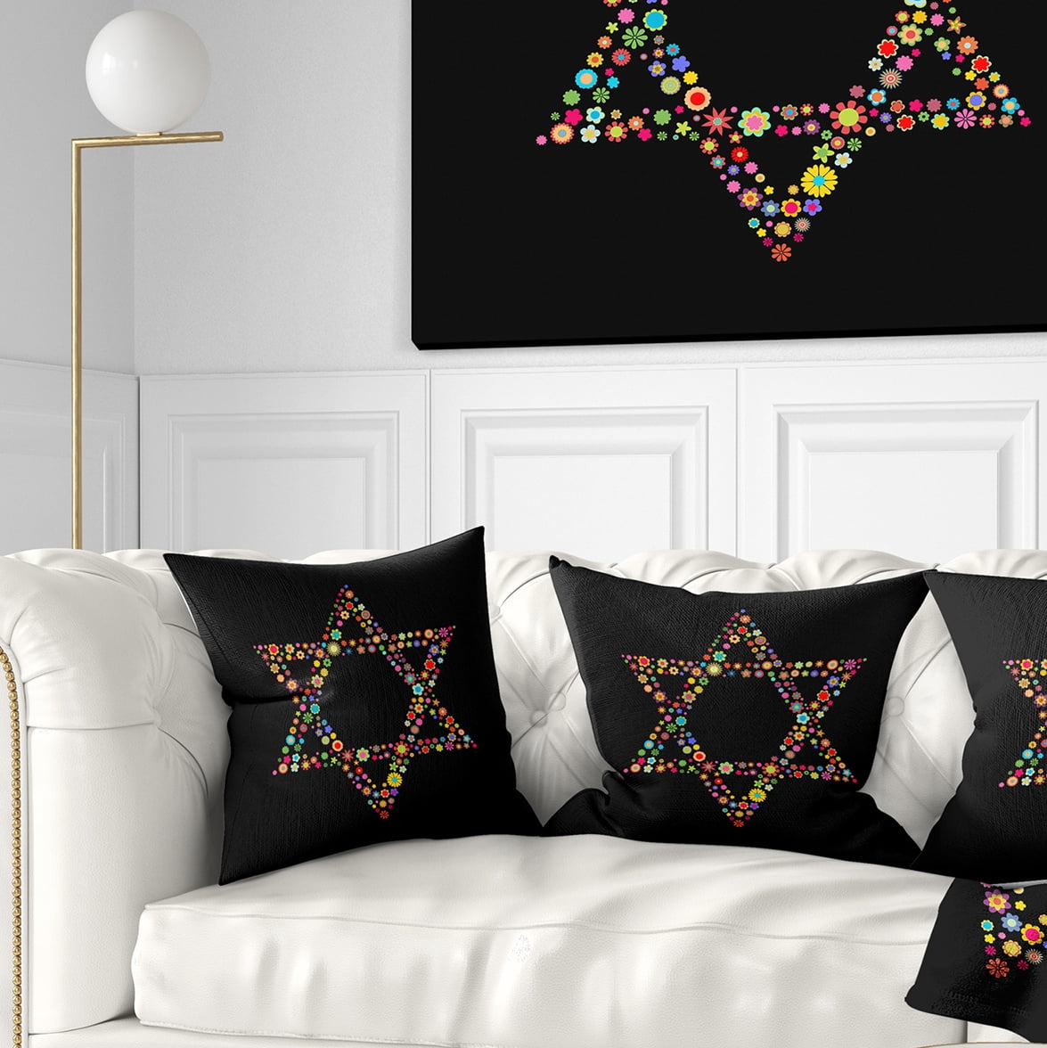 Designart Star of David Shape - Abstract Throw Pillow - 18x18