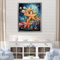 thumbnail image 1 of Designart "Starfish Collage in Blue and Orange" Animals Framed Wall Art - Modern Yellow Starfish Entryway Framed Wall Art, 1 of 6