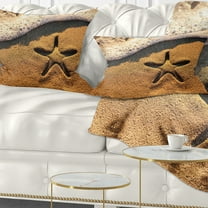 Designart Starfish on Beach with Waves - Beach Throw Pillow - 12x20