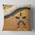 thumbnail image 1 of Designart Starfish on Beach with Waves - Beach Throw Pillow - 18x18, 1 of 4