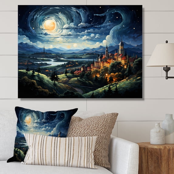 Designart "Starry Day A Masterpiece by Vincent I" Landscapes Canvas Wall Art