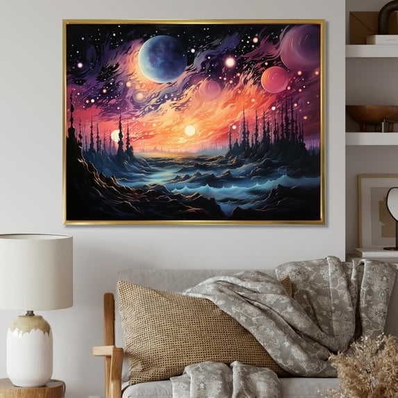 Designart "Stars Infinity horizon I" Stars Floater Framed Canvas Print