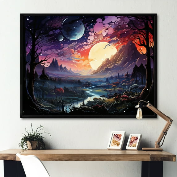 Designart "Stars Infinity horizon II" Stars Floater Framed Wall Decor