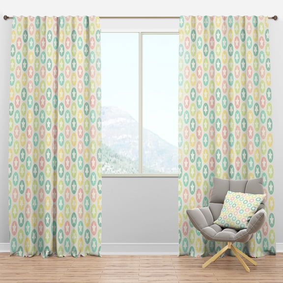 Designart 'Stars With Retro Pattern' Mid-Century Modern Blackout Curtain Panel