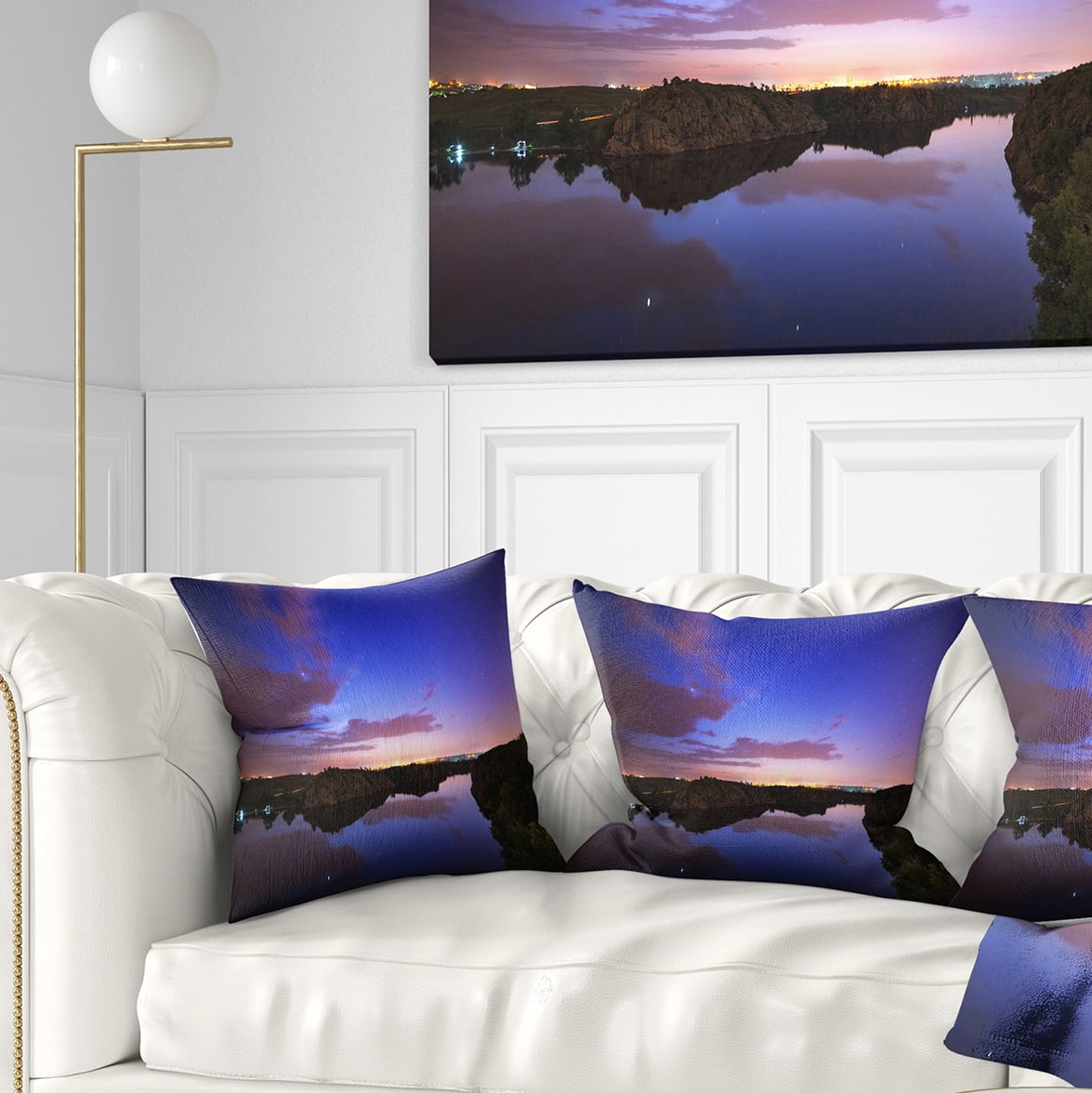 Designart Stars and Clouds Reflection - Landscape Photography Throw Pillow - 16x16
