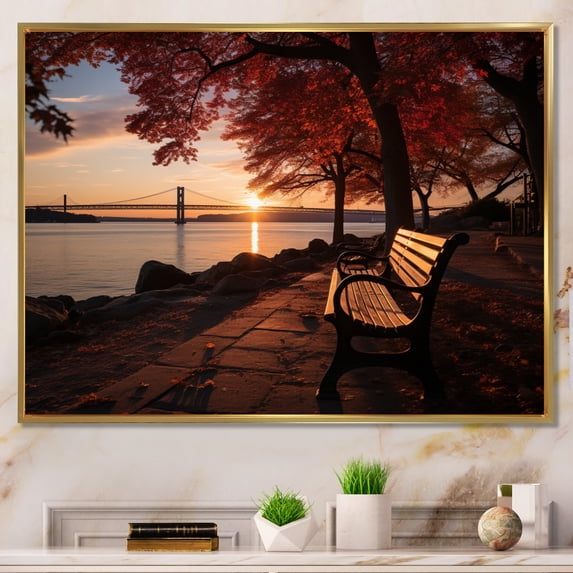Designart "Staten Island in New York" Landscapes Floater Framed Wall Decor