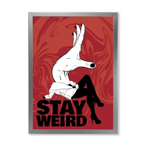 Designart 'Stay Weird Hand Sign' Vintage Framed Art Print