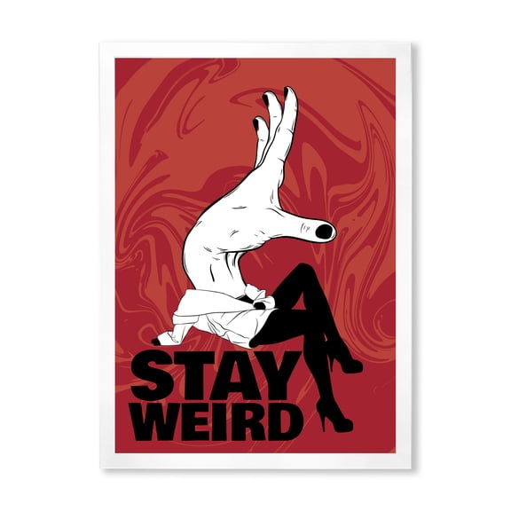 Designart 'Stay Weird Hand Sign' Vintage Framed Art Print