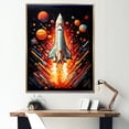 thumbnail image 1 of Designart "Stellar Voyage with the Rocketship I" Rocketship Floater Framed Canvas Wall Art, 1 of 7